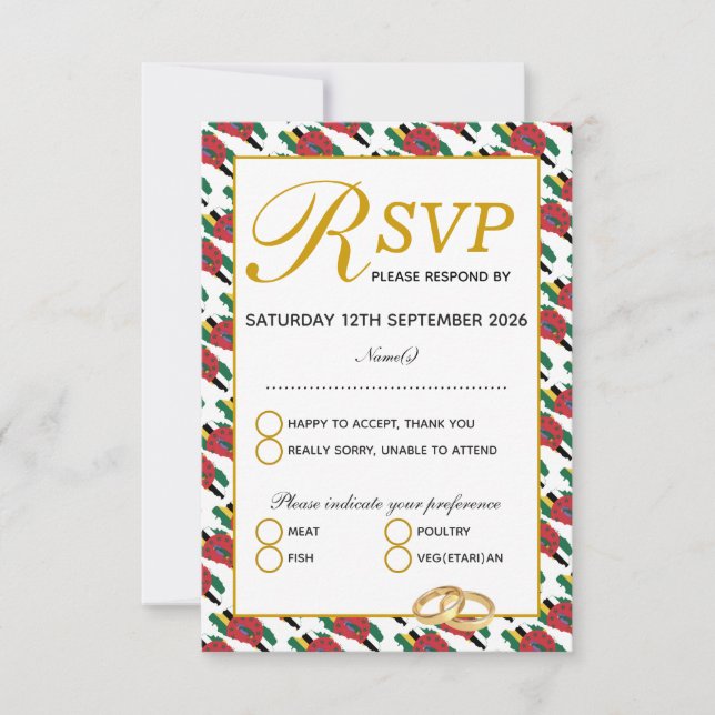 DOMINICA Custom Wedding UAWG Response Card RSVP Karte (Vorderseite)