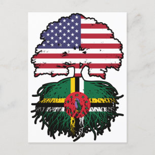 Dominica Dominican American USA Tree Roots Flag Postkarte