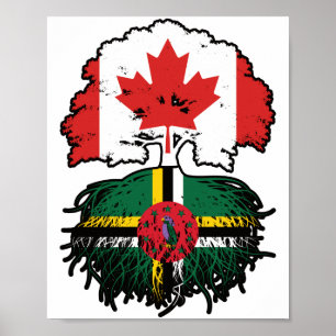 Dominica Dominican Canadian Canada Tree Roots Flag Poster