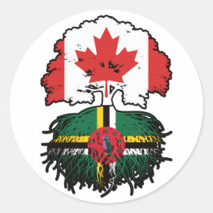 Dominica Dominican Canadian Canada Tree Roots Flag Runder Aufkleber