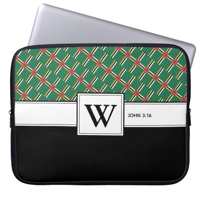 DOMINICA FLAG Christlich Scripting Laptop Monogram Laptopschutzhülle (Vorderseite)