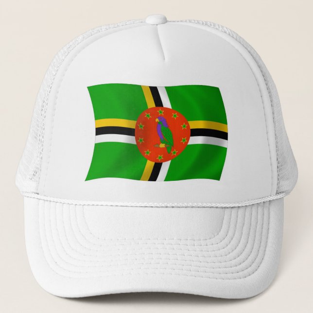 Dominica Flag Hat Truckerkappe (Vorderseite)