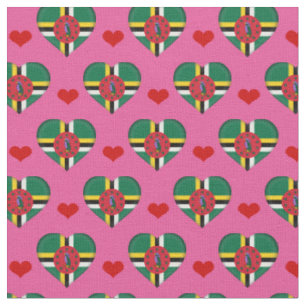 Dominica Flag Red Heart mode Fabric/Dominica Stoff