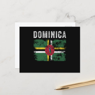 Dominica-Flagge bedrängte dominikanische Flagge Postkarte