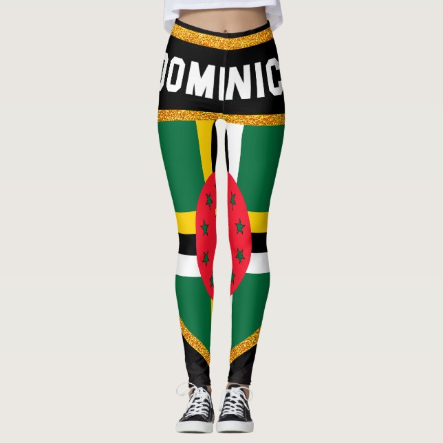 Dominica-Flagge Leggings (Vorderseite)