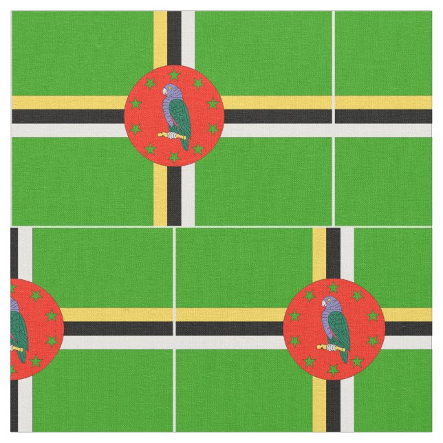 Dominica-Flagge Stoff (Nahaufnahme)