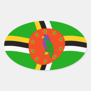 Dominica-Flaggen-Aufkleber Ovaler Aufkleber