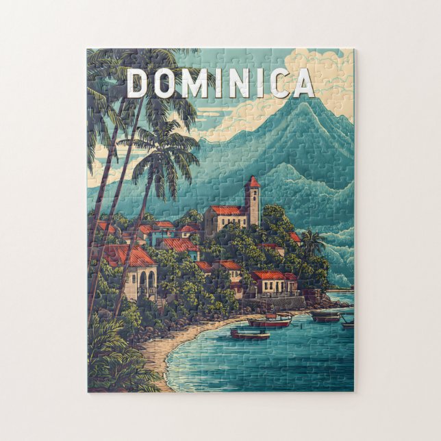 Dominica Illustration Travel Art Vintage (Vertikal)