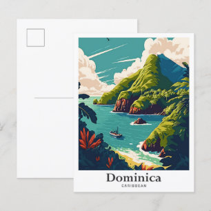 Dominica Karibik Vintage Reiseillustration Postkarte