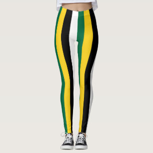 Dominica National Flag Colors Vertikal gestreift Leggings