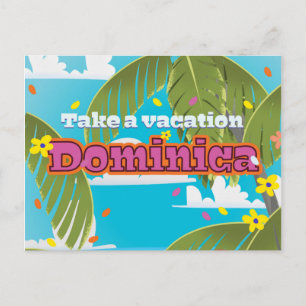 Dominica Retro Reiseplakat. Postkarte