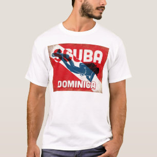 Dominica Scuba Diver - Blue Retro T-Shirt