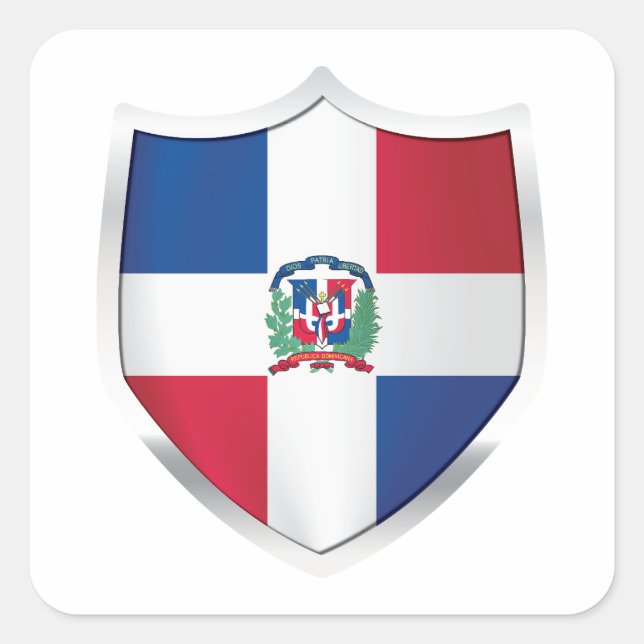 Dominica Silver Shield Flag Quadratischer Aufkleber (Vorderseite)