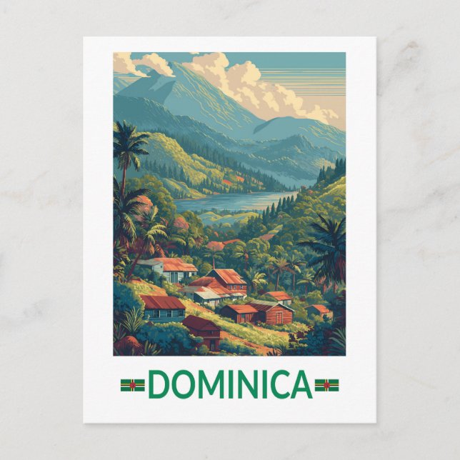 Dominica Travel Art Vintag Postkarte (Vorderseite)
