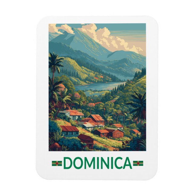 Dominica Travel Art Vintage Magnet (Vertikal)