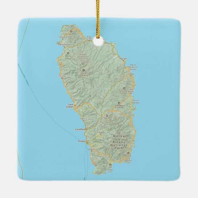 Dominica West Indies Map Keramikornament (Rückseite)