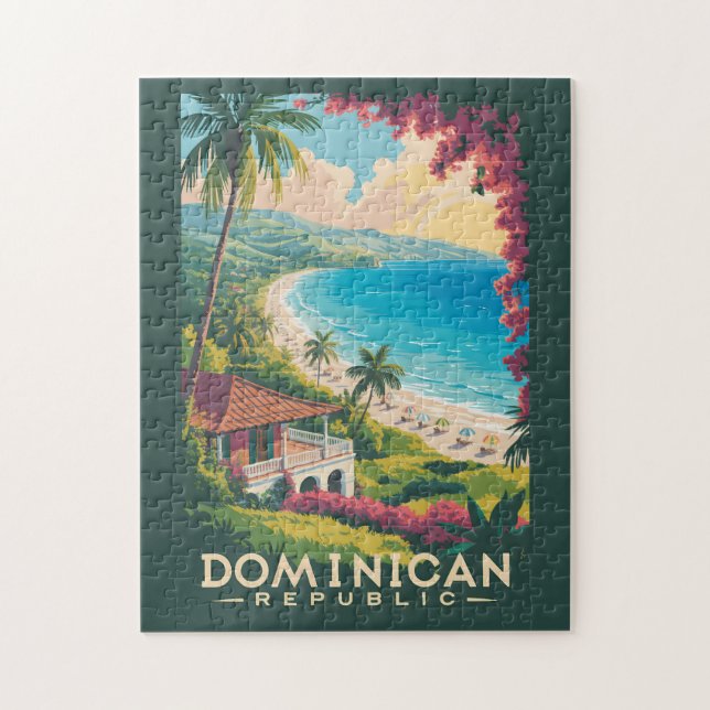 Dominican Republic Beach Illustration Travel Art (Vertikal)