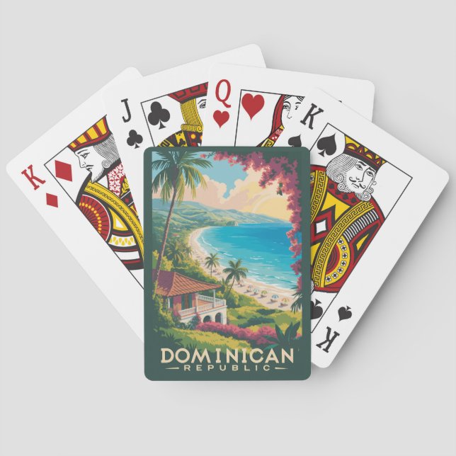 Dominican Republic Beach Illustration Travel Art Spielkarten (Rückseite)
