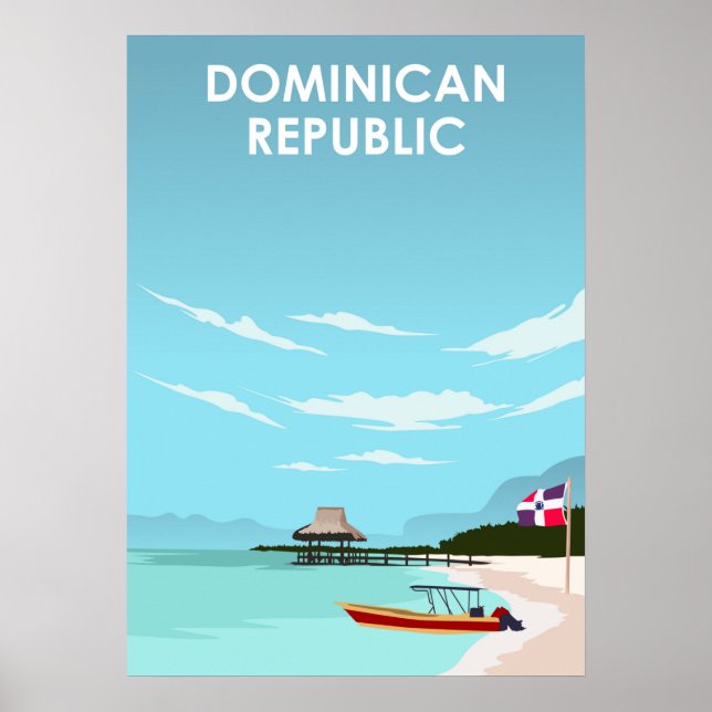 Dominican Republic Caribbean Illustration Travel Poster (Vorne)