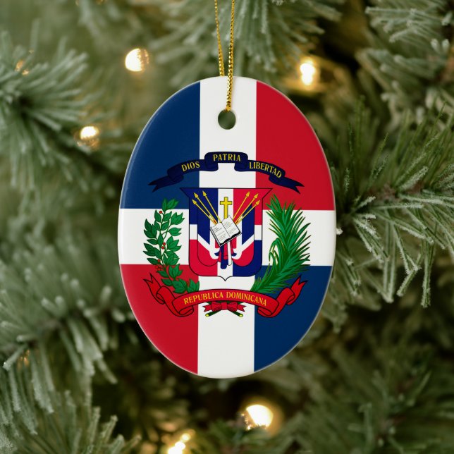 Dominican Republic coat of arms Keramik Ornament (Baum)