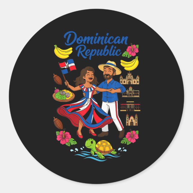 Dominican Republic Culture Dancing Travel  Runder Aufkleber (Vorderseite)
