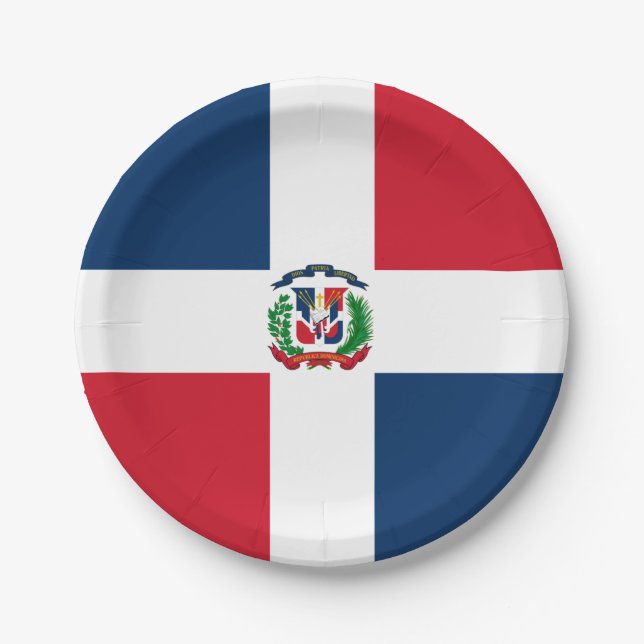 Dominican Republic flag Paper Plate Pappteller (Vorderseite)