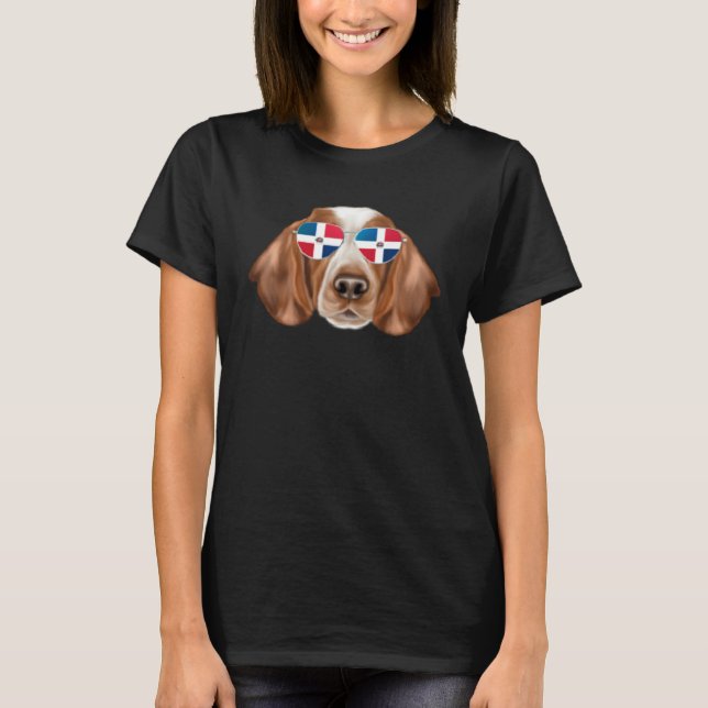 Dominican Republic Flag Welsh Springer Spaniel Dog T-Shirt (Vorderseite)
