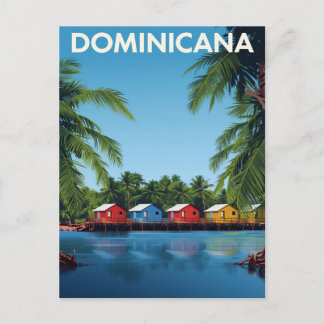 Dominicana Caribbean Bungalows Vintage Reise Postkarte