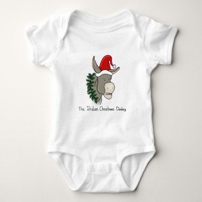 Dominick der italienische Weihnachtsesel Baby Strampler (Vorderseite)