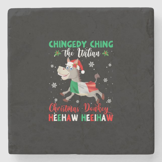 Dominick The Christmas Donkey-italienischer Donkey Steinuntersetzer (Vorderseite)