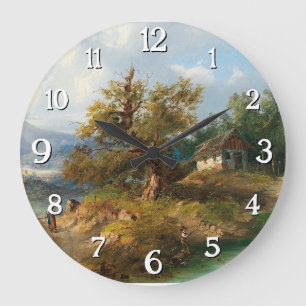 Dominik Schufried Eine Berglandschaft mit.. Große Wanduhr
