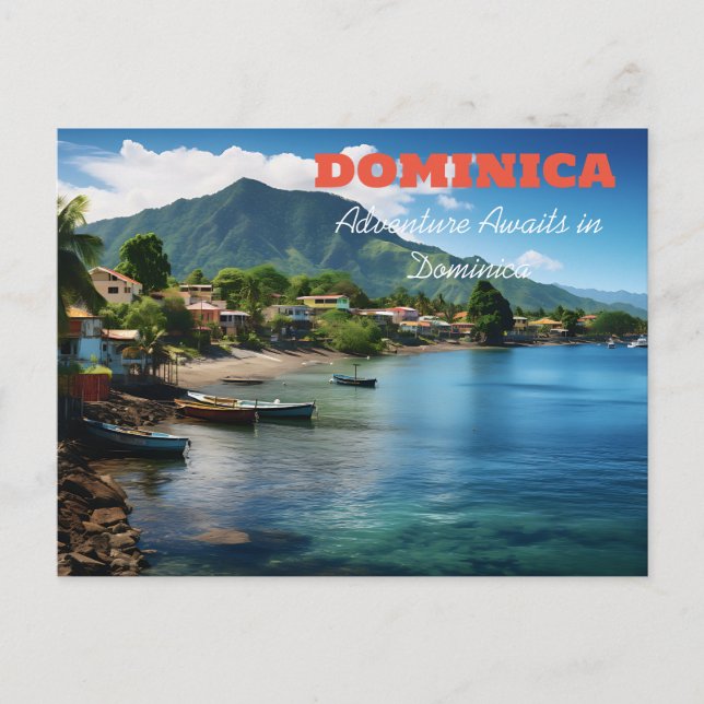DOMINIKA-ABENTEUER ERWARTET POSTKARTE (Vorderseite)