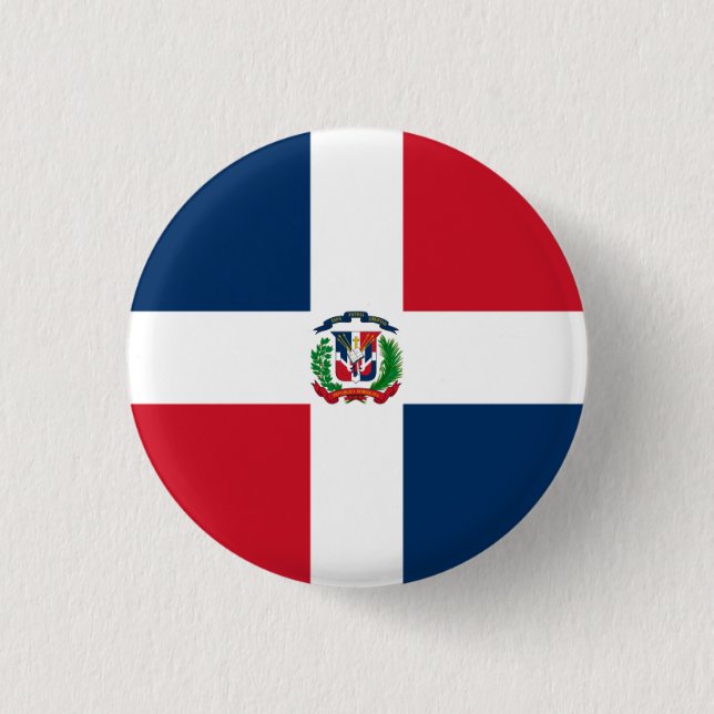 Dominikanische Flagge, Flagge der Dominikanischen  Button (Vorderseite)