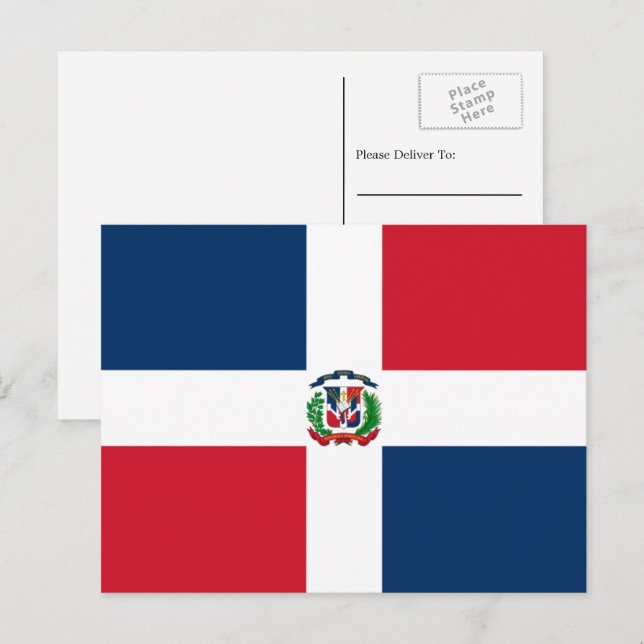 Dominikanische Flagge, Flagge der Dominikanischen  Postkarte (Vorne/Hinten)