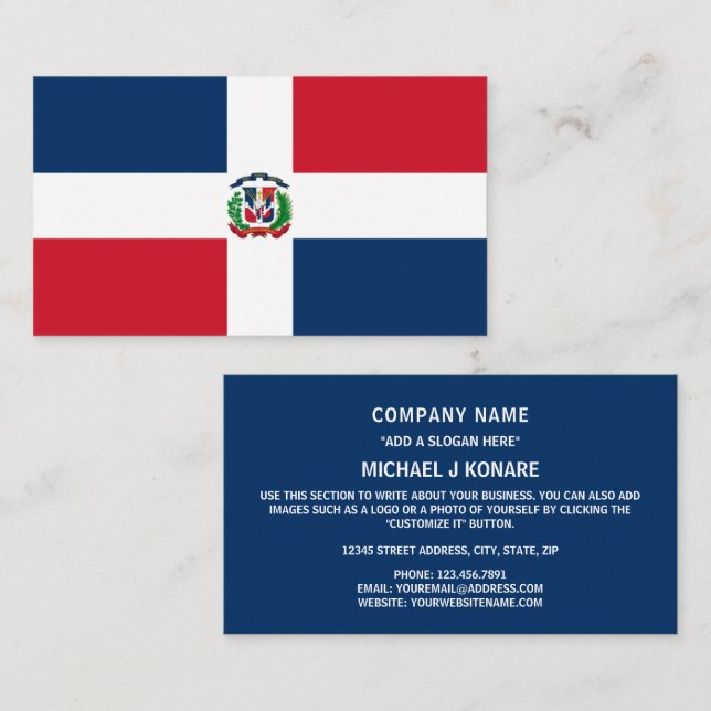 Dominikanische Flagge, Flagge der Dominikanischen  Visitenkarte (Vorne/Hinten)