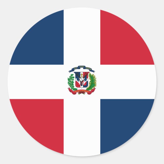 Dominikanische Flagge Runder Aufkleber (Vorderseite)