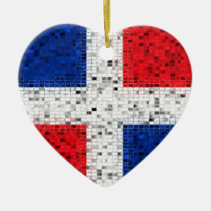 Dominikanische Republik-Flaggen-Glitterverzierung Keramik Ornament