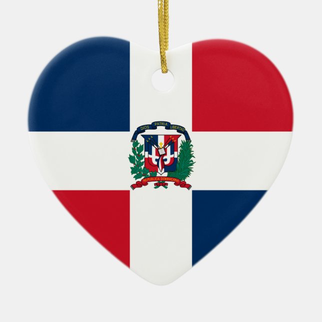Dominikanische Republik-Flaggen-Herz-Verzierung Keramikornament (Vorne)
