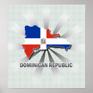 Dominikanische Republik-Flaggen-Karte 2,0 Poster