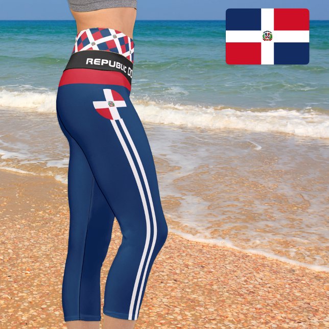 Dominikanische Republik Flaggenmode, Fitness, Spor Capri Leggings (Von Creator hochgeladen)