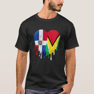 Dominikanische Republik Guayanesisch Flagge Herz B T-Shirt