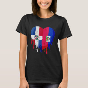 Dominikanische Republik Haiti-Flagge Herz Bürger P T-Shirt