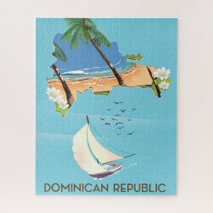 Dominikanische Republik Karte Yacht Reiseplakat