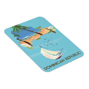 Dominikanische Republik Karte Yacht Reiseplakat Magnet