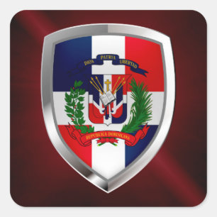 Dominikanische Republik Mettalic Emblem Quadratischer Aufkleber