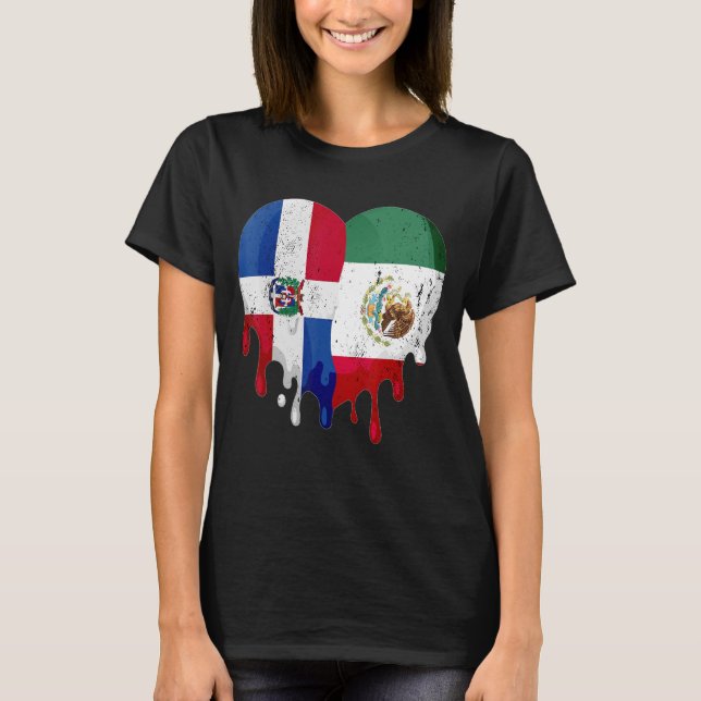 Dominikanische Republik Mexiko Flaggenstaat Mitbür T-Shirt (Vorderseite)