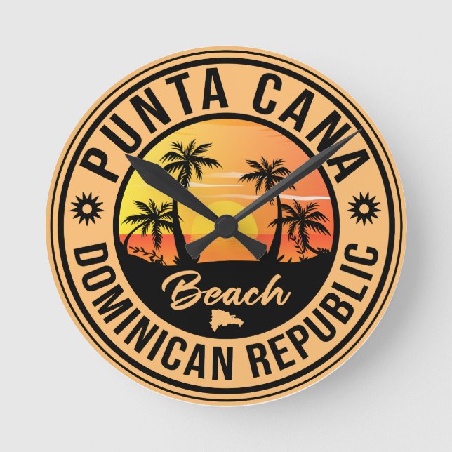 Dominikanische Republik Punta Cana - Retro Souveni Runde Wanduhr (Vorderseite)