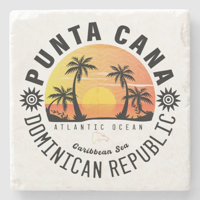Dominikanische Republik Punta Cana - Retro Souveni Steinuntersetzer (Vorderseite)