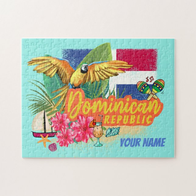 Dominikanische Republik Retro Caribbean Parrot (Horizontal)