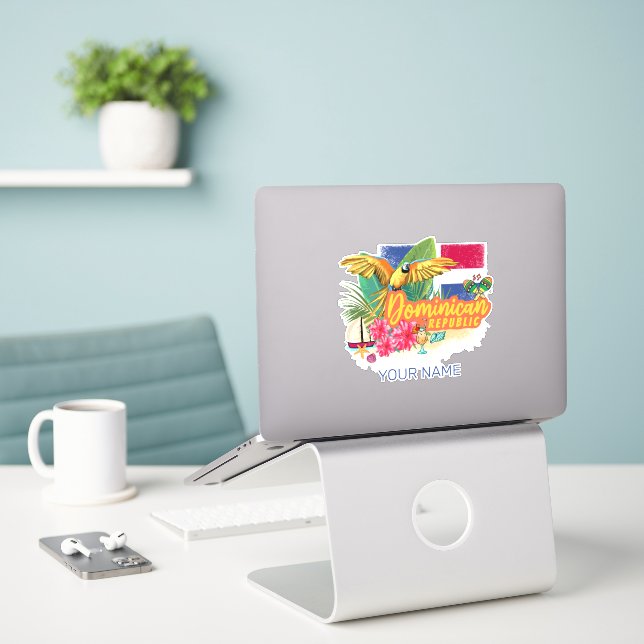 Dominikanische Republik Retro Caribbean Parrot Aufkleber (Laptop auf Schreibtisch)